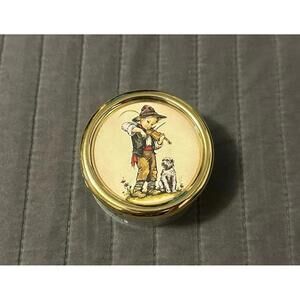 Vintage Bohme Music Box Germany Made Round Acrylic Paperweight Hummel Boy TESTED